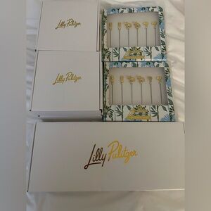 NWT LILLY PULITZER GWP SERVING TRAY 2 SETS APPETIZER PICKS 4 SET APPETIZER PLATE